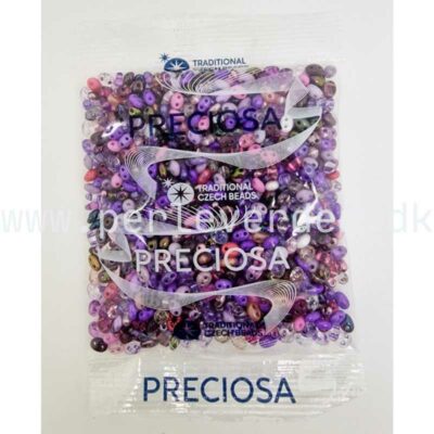 Twin perler i lilla mix farver fra Preciosa