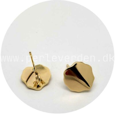 18K forgyldt messing øreringe Str. 11 x 11 x 2mm. 0,8mm pind