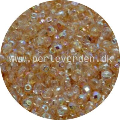 Tjekkiske Fire polished runde facetperler i farven Crystal Yellow Rainbow